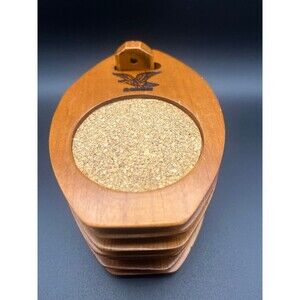 Vintage Milburn Wood & Cork Coasters with Caddy